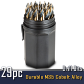 Steel Vision Tools 29pc Hex Stepped Tip Drill Bit Set - 1/16" to 1/2" M35 Tungsten-Cobalt Alloy Drill Bit,No Pilot Hole Needed, Durable and Precise for Metal Drilling